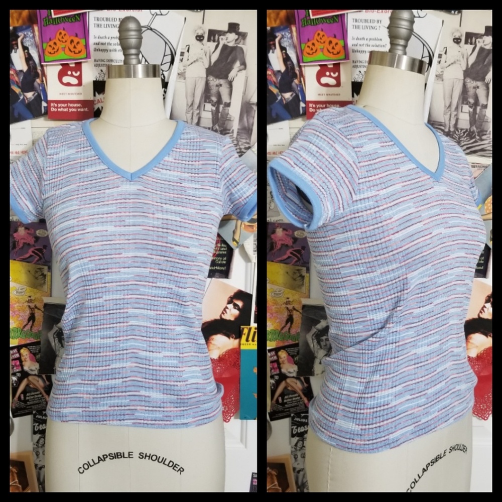 That 70's Shirt Blue/Red/White Speace-Dyed Knit T
